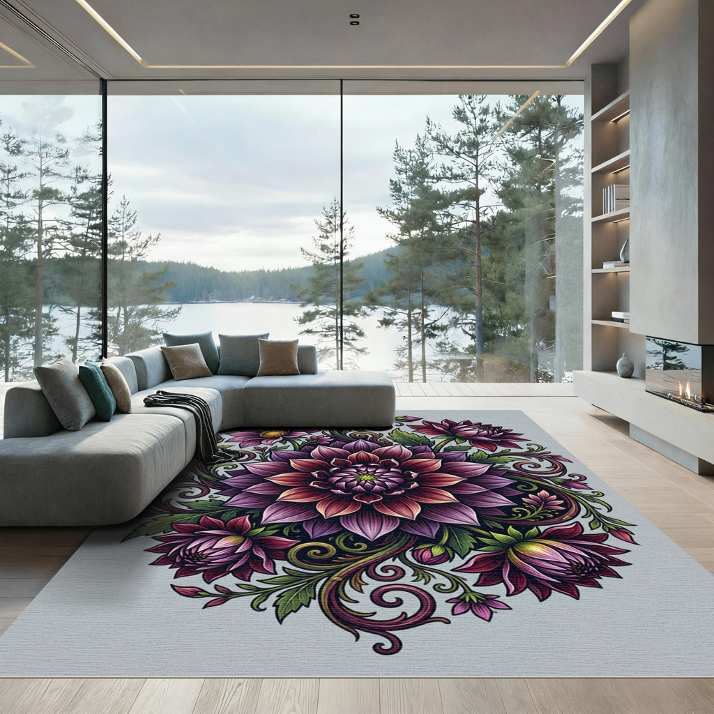 Vibrant Floral Mandala Bloom Rug