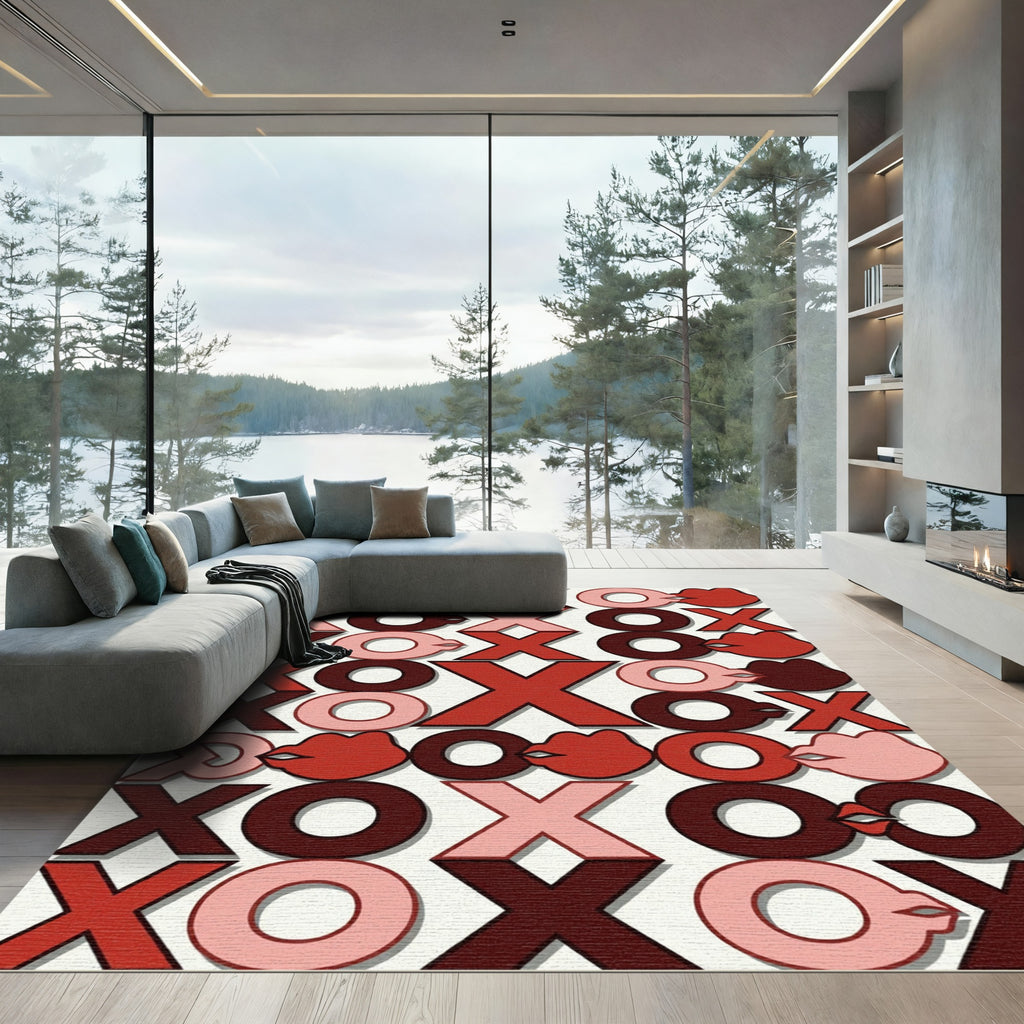 Red XOXO Kiss Lips Collage Rug