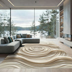 Shimmering Champagne Fluid Wave Circular Rug