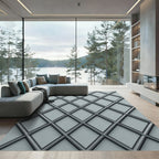 Minimalist Gray Lattice Diamond Rug