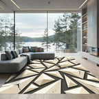 Cream Geometric Prismatic Shattered Stone Rug