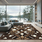 Dark Brown Lattice Fleur-de-lis Rug