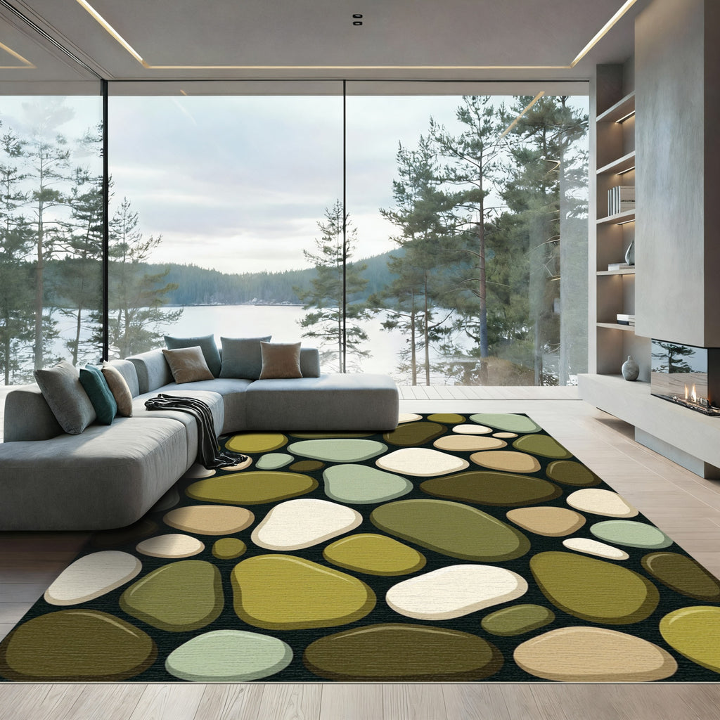 Naturally Rounded Stone Arrangement Rug