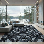 Dark Gray Interwoven Geometric Knot Rug