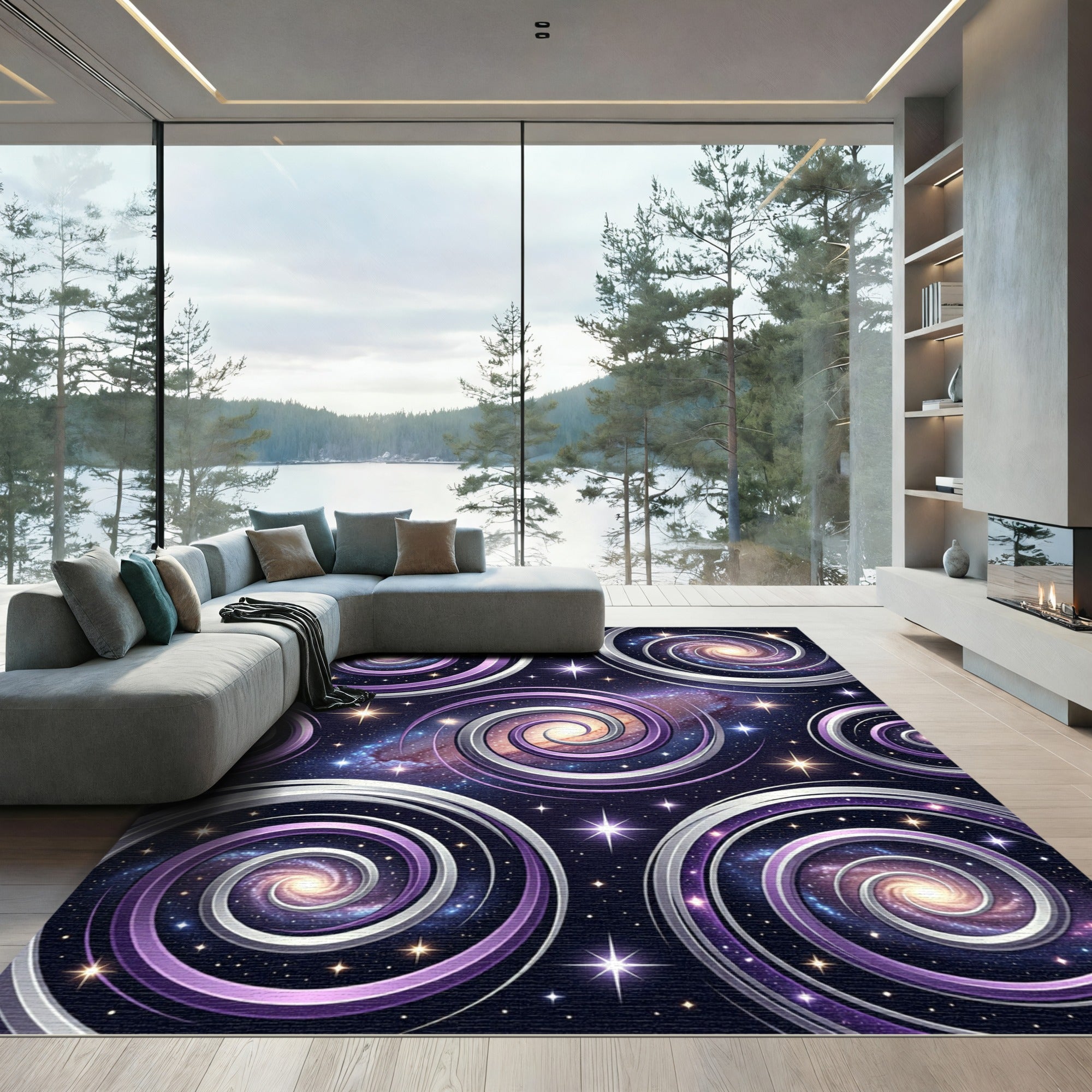 Cosmic Purple Spiral Galaxy Nebula Rug