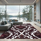 Dark Burgundy Baroque Heart Scroll Rug
