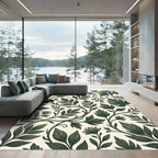 Deep Green Botanical Vine Flourish Rug