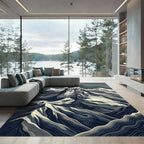 Monochrome Abstract Mountain Peak Landscape Rug