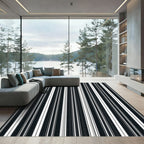 Minimalist Monochrome Vertical Pinstripe Background Rug