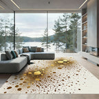 Golden Speckled Irregular Shape Composition Rug