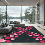 Pink Hearts Scattered Cascade Rug