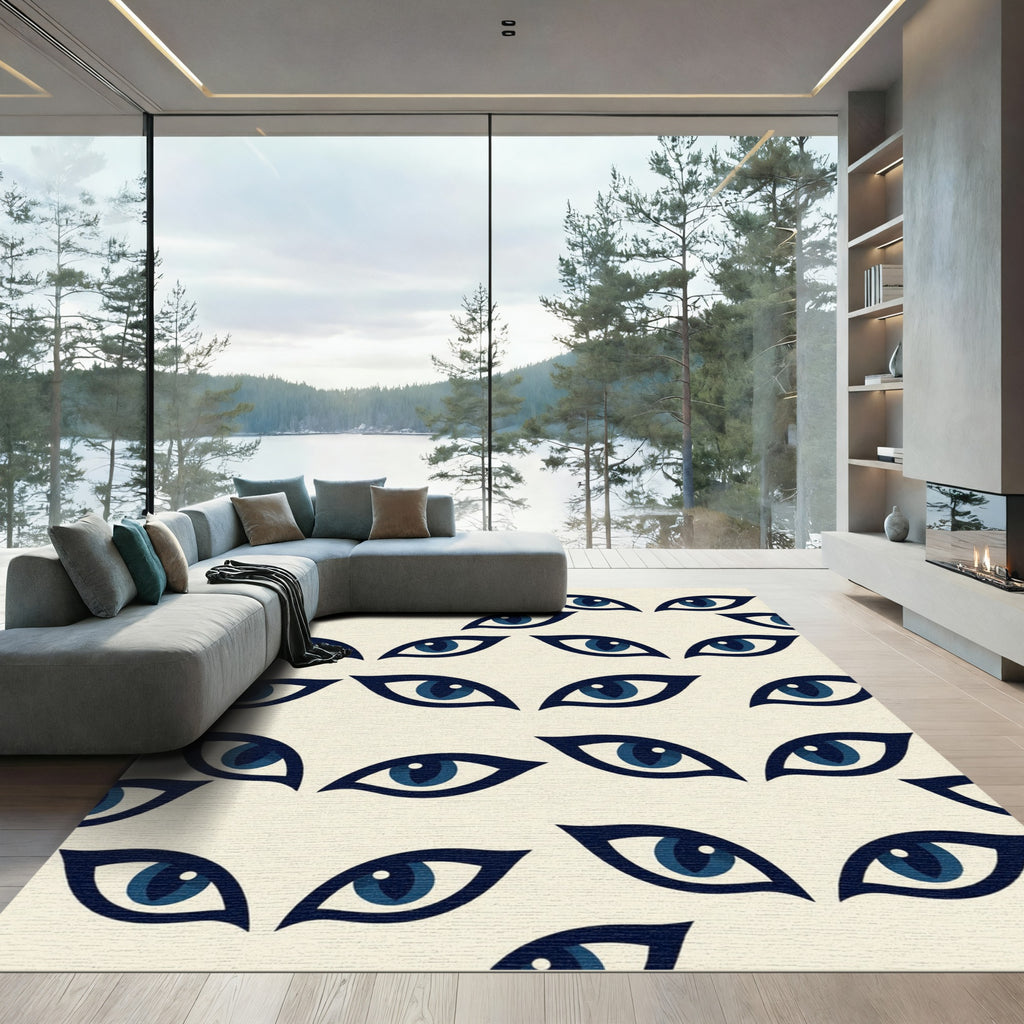 Minimalist Navy Eye Graphic Rug