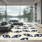Minimalist Navy Eye Graphic Rug