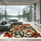 Vibrant Orange Persimmon Floral Garland Rug