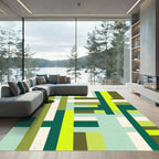 Modern Abstract Geometric Lime Green Rug