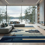 Coastal Harbor Nautical Striped seascape Rug