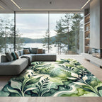 Ethereal Green Watercolor Leafy Grove Rug