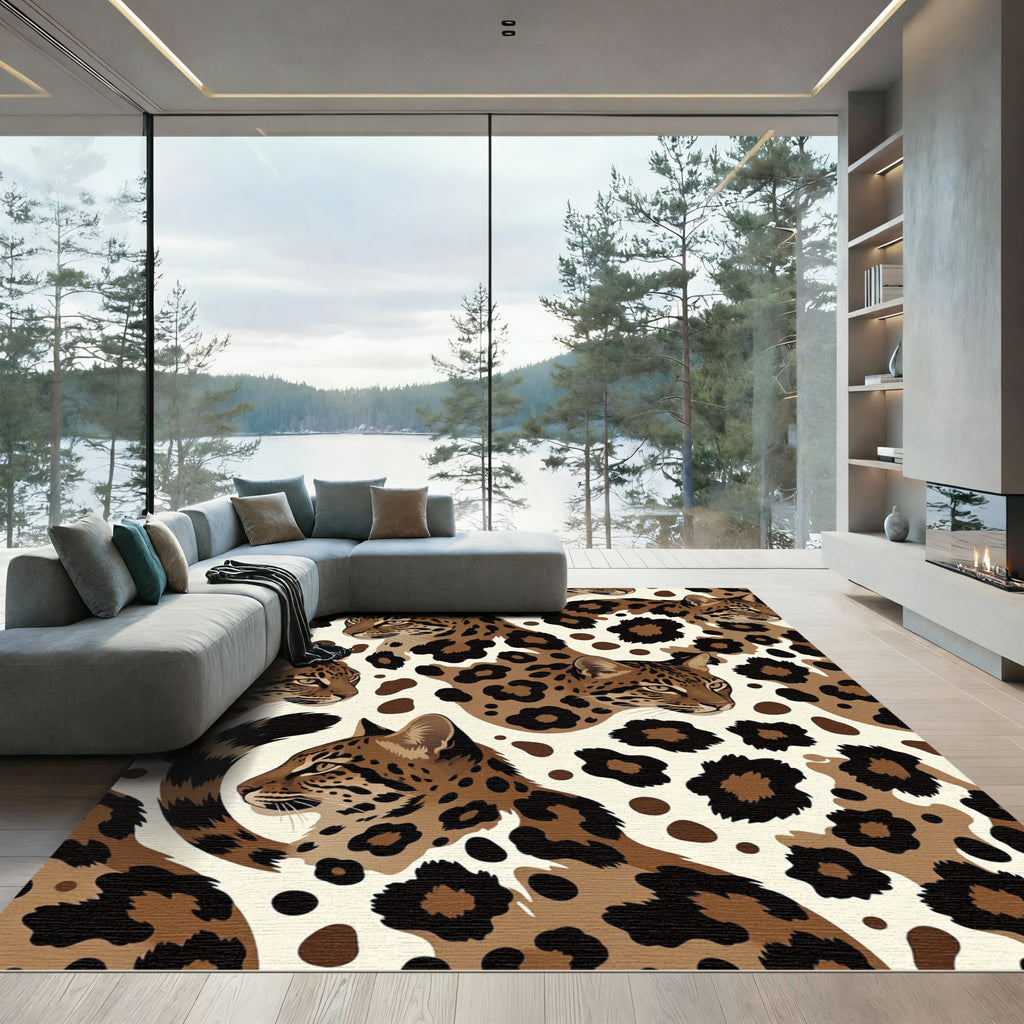 Exotic Leopard Spotted Cat Art Rug