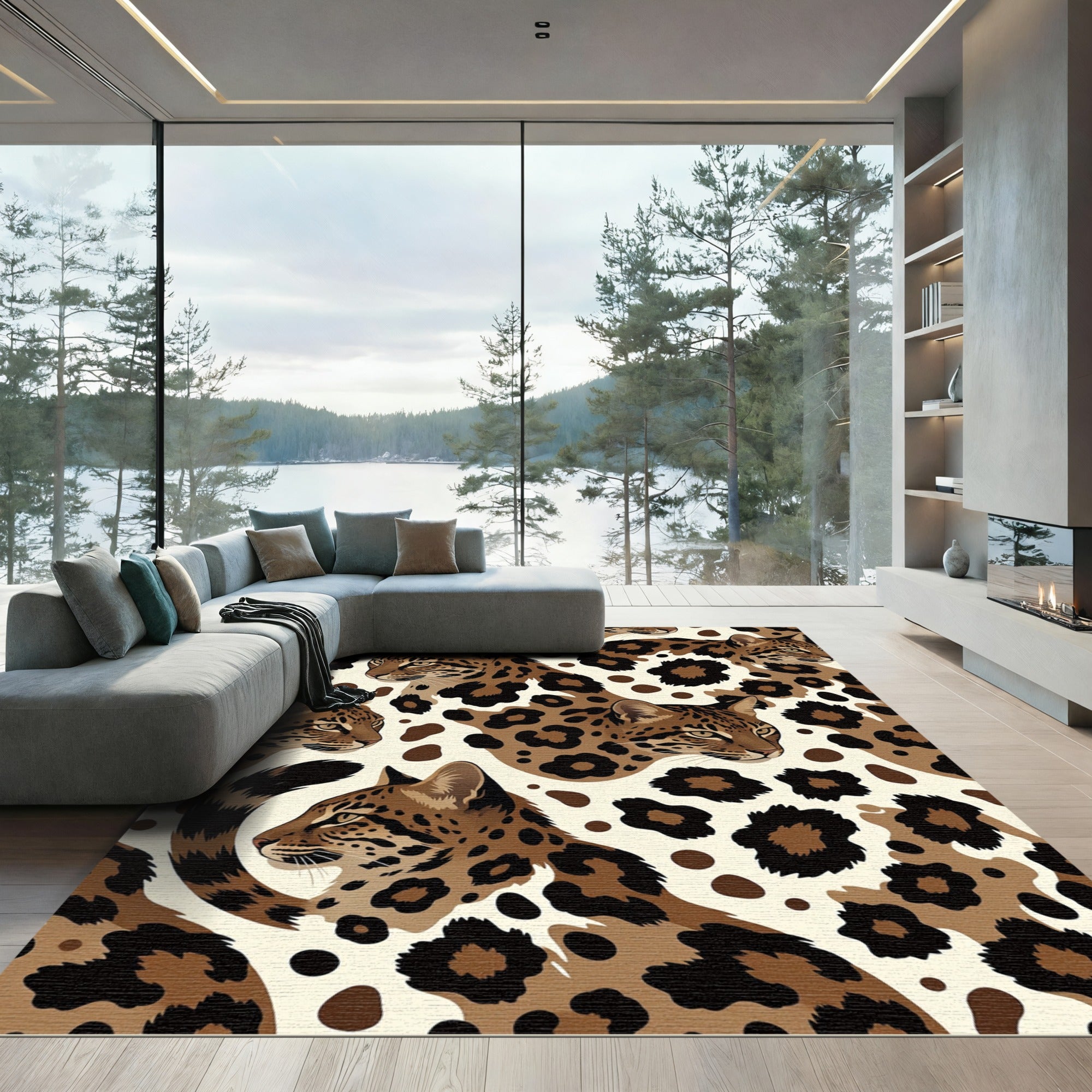 Exotic Leopard Spotted Cat Art Rug