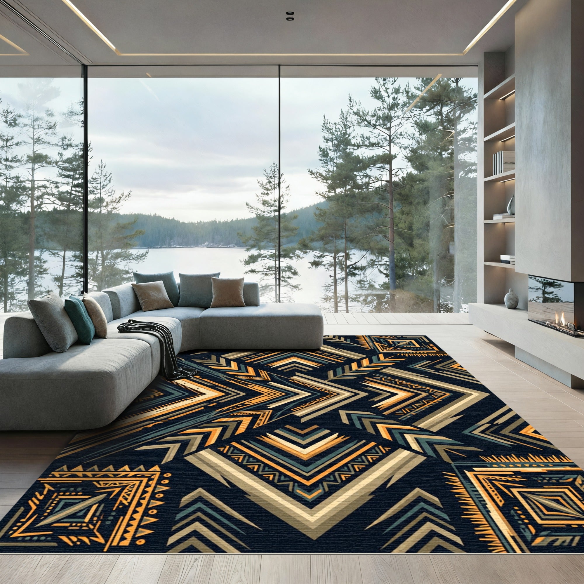 Geometric Southwestern Arrow Earth Tone Rug