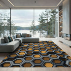 Modern Amber Gray Dimensional Hexagon Rug
