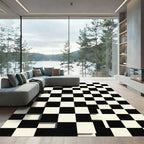 Black White Checkerboard Optical Illusion Rug