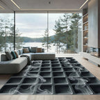Monochromatic Gray Geometric Grid with Smoke Rug