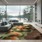 Earthy Contoured Topographic Layered Abstract Rug