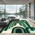 Modern Forest Green Arched Corridor Rug