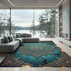 Teal Mandala Flourish Aged Rug