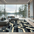 Geometric Cityscape in Gray Cream Rug