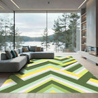 Modern Green Yellow Chevron Geometric Rug