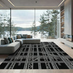 Industrial Gray Geometric Framework Rug