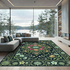 Vintage Botanical Floral Garden Rug