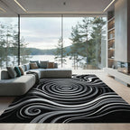 Abstract Ripples Waves MonochromeRug Rug