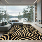Bold Black Tan Zebra Stripes Rug