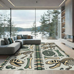 Prehistoric T-Rex Fossil Skeleton Sage Rug