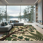 Earthy Forest Foliage Oak Ivy Illustration Rug