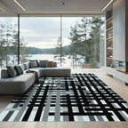 Modern Monochromatic Intersecting Grid Art Rug