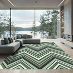 Green Subtle Chevron Stripe Rug