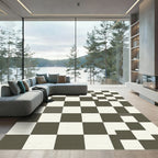 Dark Gray White Checkerboard Pattern Rug