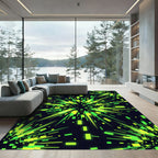 Luminous Neon Green Geometric Burst Rug