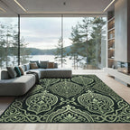 Intricate Ivory Arabesque Floral Medallion Rug