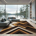 Modern Earthy Geometric Labyrinth Area Rug