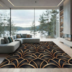 Art Deco Black Gold Fan Rug
