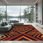 Bold Amber Geometric Tribal Diamond Rug