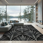 Art Deco Silver Fan Leaf Rug