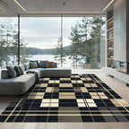 Modern Neutral Plaid Grid Rug