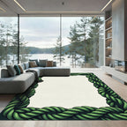 Deep Green Braided Rope Border Rug