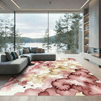 Crimson Mauve Abstract Ink Wash Rug